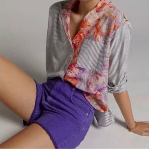 Anthropologie x Maeve the Clarissa Striped Floral Shirt